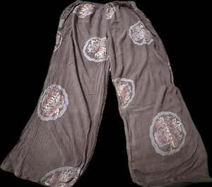 Mission Canyon Santa Barbara Wide Leg Boho Pants One Size Crinkle Floral Lounge